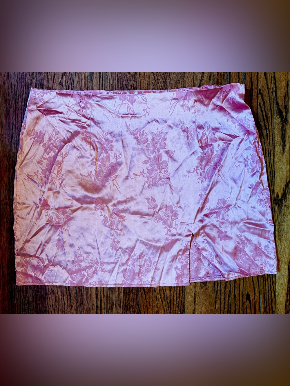 SHEIN Dusty Rose Satin Floral Skirt